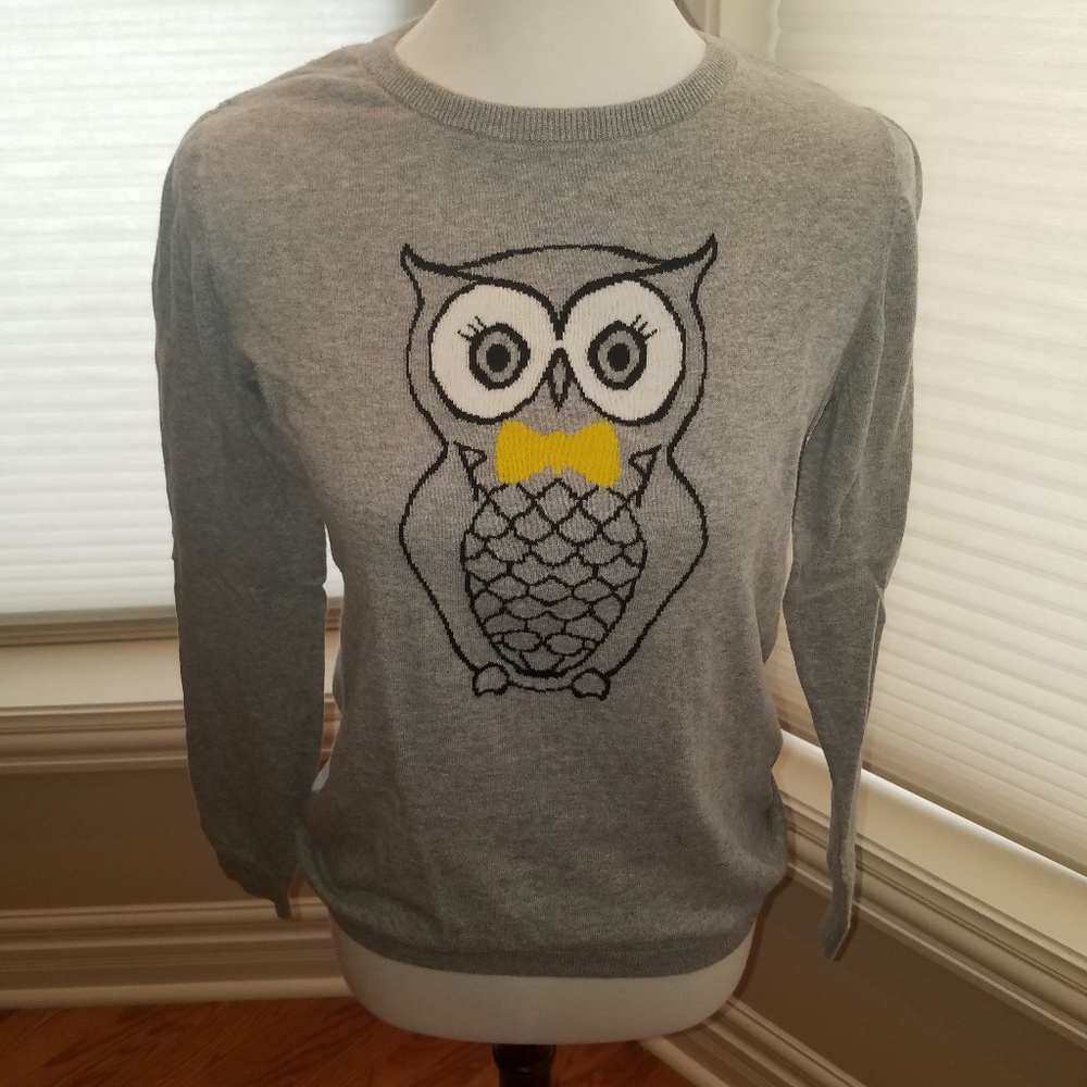 Heather Grey Owl Sweater